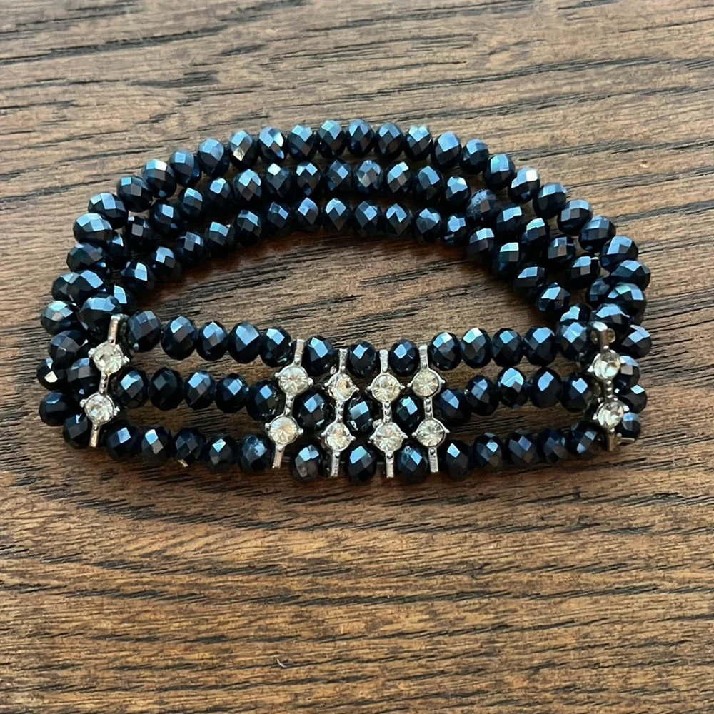 Blue bead and faux Diamond bracelet - Picture 4 of 5